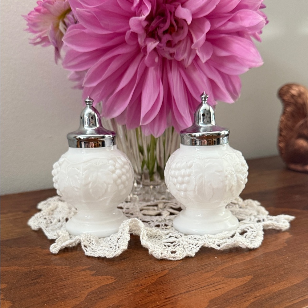 Milk glass Salt and Pepper Shakers
